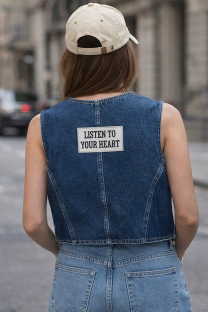 LISTEN TO YOUR HEART DENIM TOP